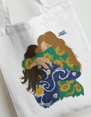 Tote bag | Illustrated Friends hug Art | 100% Cotton Canvas | I Want That Stationery Collective