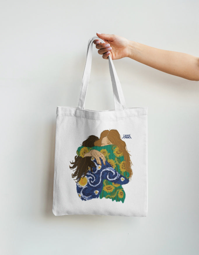 Tote bag | Illustrated Friends hug Art | 100% Cotton Canvas | I Want That Stationery Collective